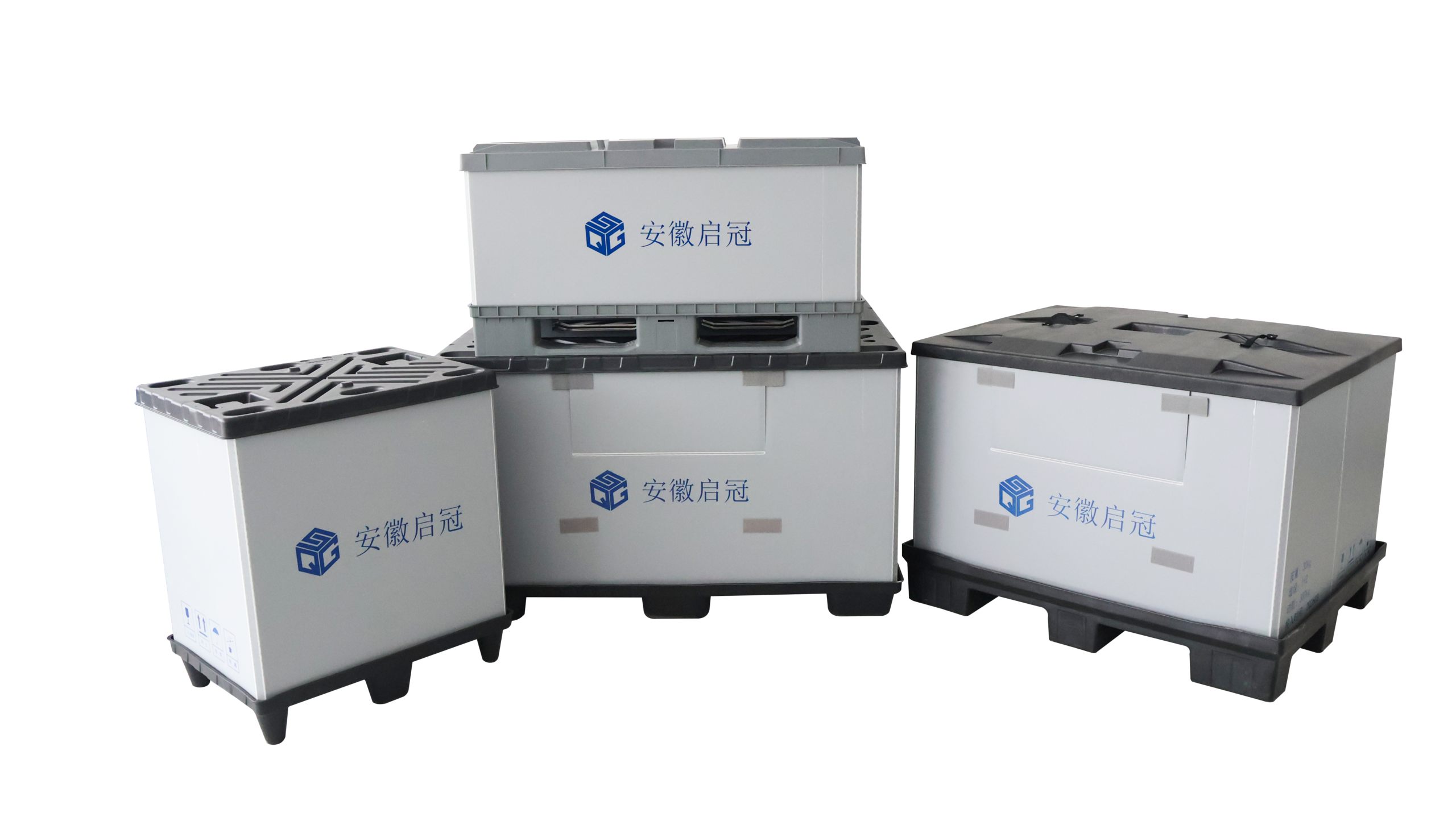Sleeve pack containers stacked flat for return shipping